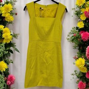 NEW 4. Collective Square Neck Yellow Mini Spring Summer Dress Women's Size 2